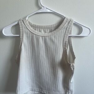 SHEIN Ribbed Sleeveless Tank Top - Cream